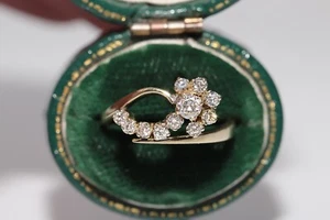 Vintage Ring um 1980 14 Karat Gold natürlicher Diamant Blumen Stil - Bild 1 von 14