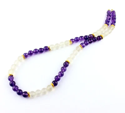 Exclusive Amethyst Rock Crystal Chain Purple White Women's Necklace 22in - Image 1 of 4
