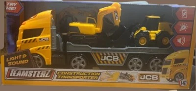 TEAMSTERZ JCB Construction Vehicles Large Transporter Truck Excavator Digger Kids Play Toy