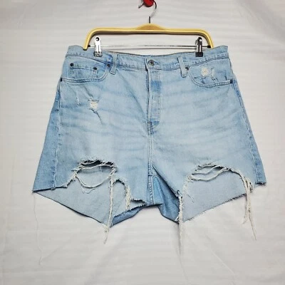 Levis 501 Denim Jean Shorts Women Size 40 Cut Off Button Fly Distressed Grunge - Image 1 of 4
