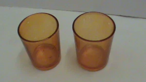 ORANGE Candle Holders Glass, PAIR, J07 - Picture 1 of 8