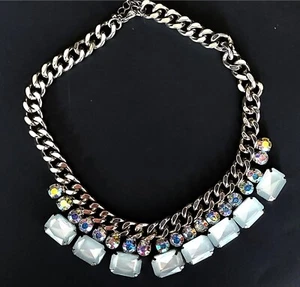 Glam Punk aurora borealis silver toned chunky chain choker - Picture 1 of 5