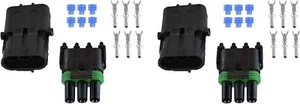 WEATHER PACK 3 PIN CONNECTOR 12-16 AWG Wire Watertight Quick Connect Qty 2 - Picture 1 of 3