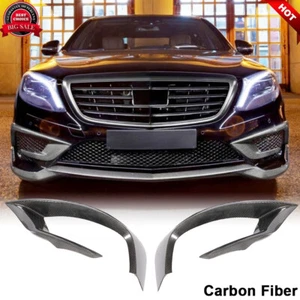 For Benz W222 S63 S65  2014-17 REAL CARBON Front Bumper Splitters Canard Fins - Bild 1 von 12