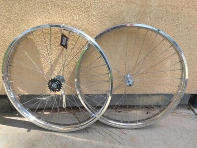 LOWRIDER BICYCLE FAT WHEELSET 26" x 3.0 (63MM) x 36H COASTER BRAKE CHROME POLISHED BIKES