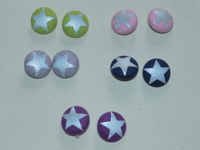 10 stoffbezogene Metallknöpfe rund 18 mm mit Reflektorstern 5 Farben - Bild 1 von 2