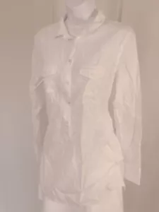 J CREW NWOT Women's White Cotton Long Sleeve 6 Button Placket Tunic Shirt Sz S - Picture 1 of 6