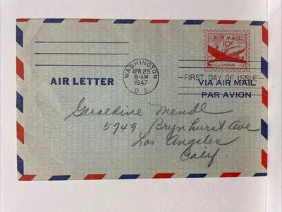 Air Letter Par Avion Mail Cover FDC - Washington D.C. (1947) - Image 1 of 2