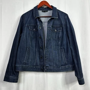 Talbots Womens Denim Jacket XL Classic Blue Cotton Pockets Collared Trucker Coat - Picture 1 of 9