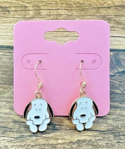 Hypoallergene Hänger Tropfen Golden Edelstahl Ohrringe Snoopy Pfoten Gesicht RTS - Bild 1 von 1