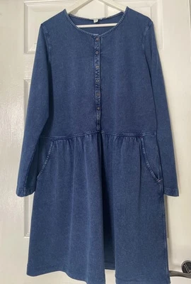 White Stuff  Women's Marsia Navy Blue Denim Jersey Dress Size 16 - Image 1 of 4