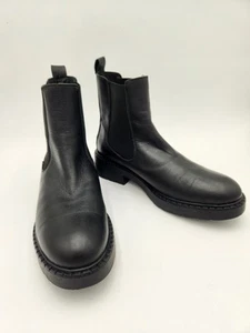 Enzo Tesoti Black Leather Chelsea Boot Women 9 EU40 Lug Sole Made In Spain Ankle - Picture 1 of 17