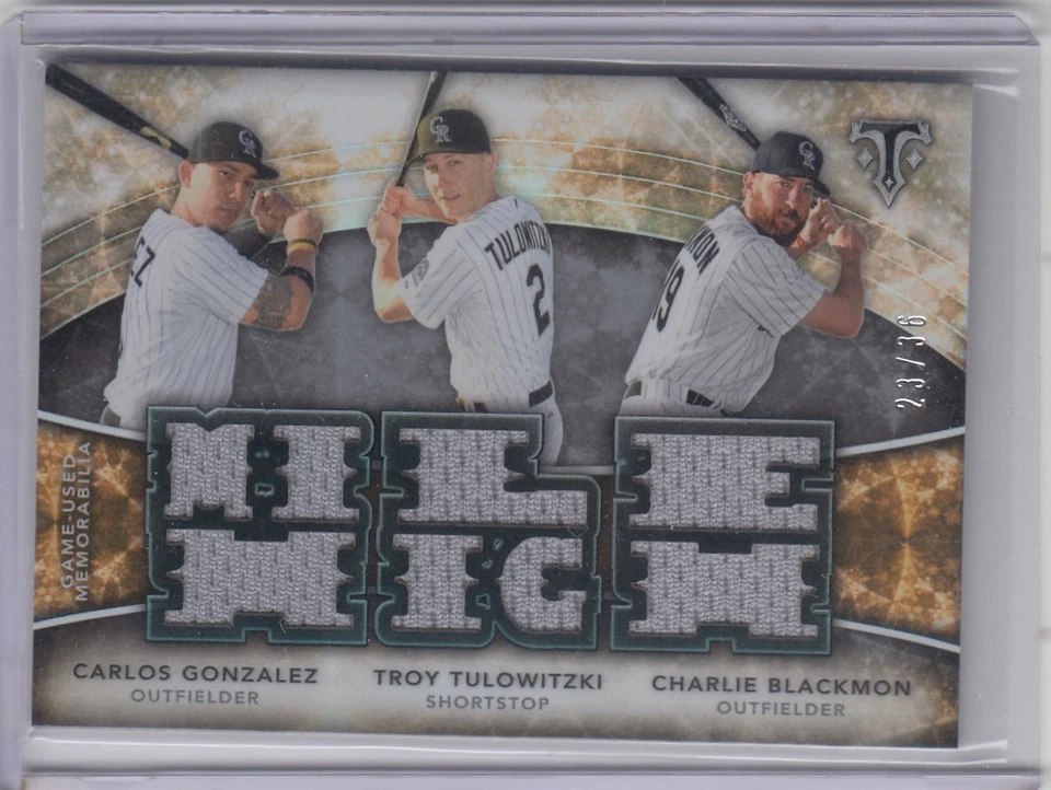 Camiseta deportiva del juego Tulowitzki Blackmon Car-Go Topps Triple Threads 2015/36 - Rockies Foto 1 de 1