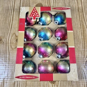 Caja de Navidad vintage COBY arco iris vidrio 2" adornos ombre iridiscente mercurio - Imagen 1 de 11