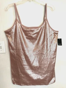 Torrid Damen Tank Top 3 Plus 3X Rosegold Pailletten Foxy Cami ärmellose Bluse - Bild 1 von 4