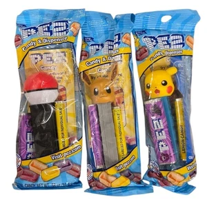 Pokemon Pez Dispenser & Candy 3 Pack Pikachu Eevee Poke Ball New Sealed USA - Picture 1 of 4