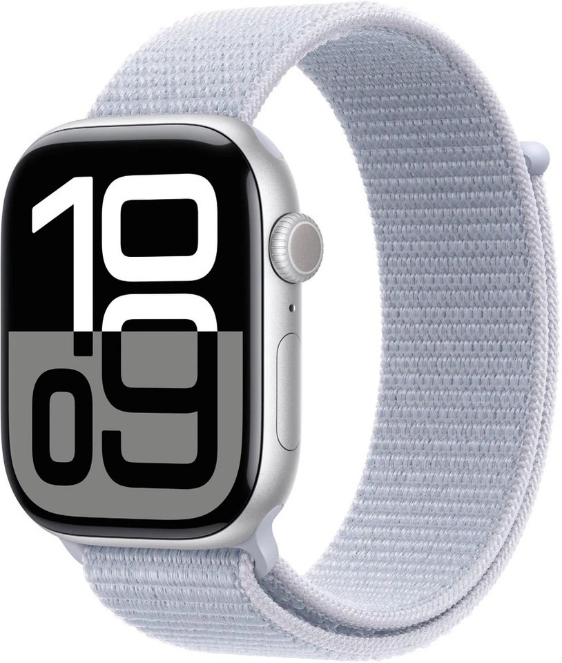 APPLE Watch S10 GPS 46 mm Alugehäuse silber Sportloop Hellblau MWWN3QF/A B-Ware