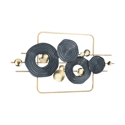 Wandbild CIRCOLO Wanddekoration Wandobjekt Metallbild Wandskulptur gold -  grau - Bild 1 von 4