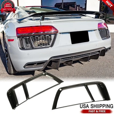 For Audi R8 2016-2018 REAL CARBON FIBER Rear Bumper Air Vent Fender Grill Covers - Image 1 of 4