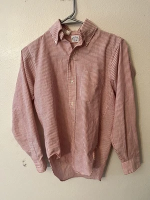 Camisa Brooks Brothers De Colección 14 Cuello 13 Rojo Rayas Algodón Poliéster Abotonada Foto 1 de 4