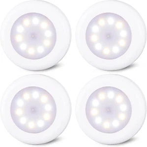 4 Pack 3.1” Dimmable Push Tap Stick-On LED Puck Lights - Battery Operated - Picture 1 of 12