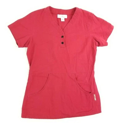 Blusa Médica Koi by Kathy Peterson XSMALL XS Estilo 123 Roja con Botones Negros Cuello en V Foto 1 de 4