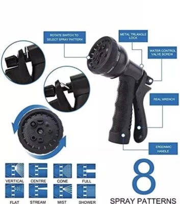 8 Function Spray Nozzle - Water Hose Gun Multi Pattern Garden Adjustable Mist - Image 1 of 2