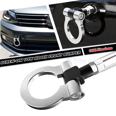 Gancho de remolque plateado pista carrera CNC aluminio parachoques delantero para Volkswagen EOS 2006-16 Foto 1 de 4
