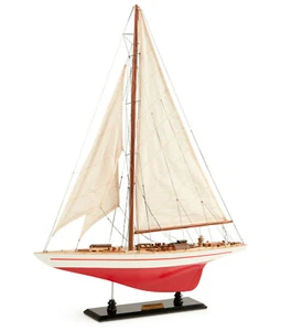 Endeavour Red White Yacht Wood Model 24" Americas Cup J Class Boat Sailboat - Picture 1 of 6