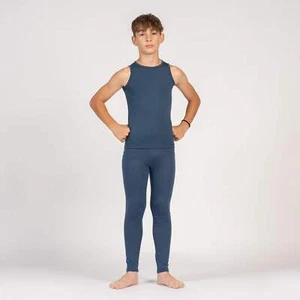 Kids' Merino Tank Top & Bottom 2-Piece Denim - Picture 1 of 12