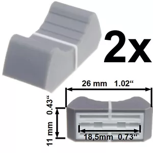 Sifam 2x FADER KNOBs CAP GREY 0.73" slider potentiometer replacement pot 26x11mm - Picture 1 of 5