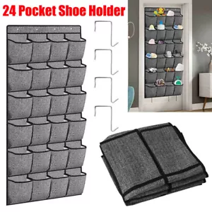 24 Pocket Large Over Door Hanging Organiser Shoe Rack Storage Bag Tidy Hanger UK - Picture 1 of 11