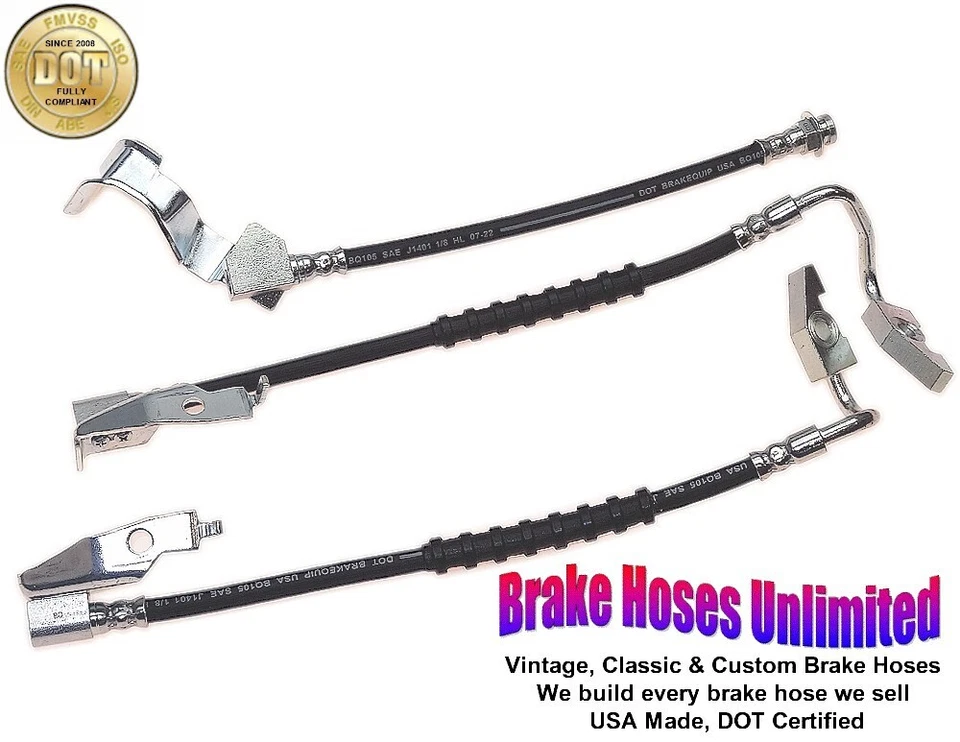 JUEGO DE MANGUERA DE FRENO Ford LTD, 1969 Late, con eje trasero WER - Tambor delantero Foto 1 de 2