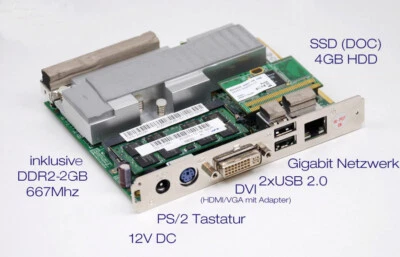 Mini Motherboard Chip PC CPU Intel Atom N270 1.6GHz SSD 4GB Disc on Chip 1GB DDR - Image 1 of 4