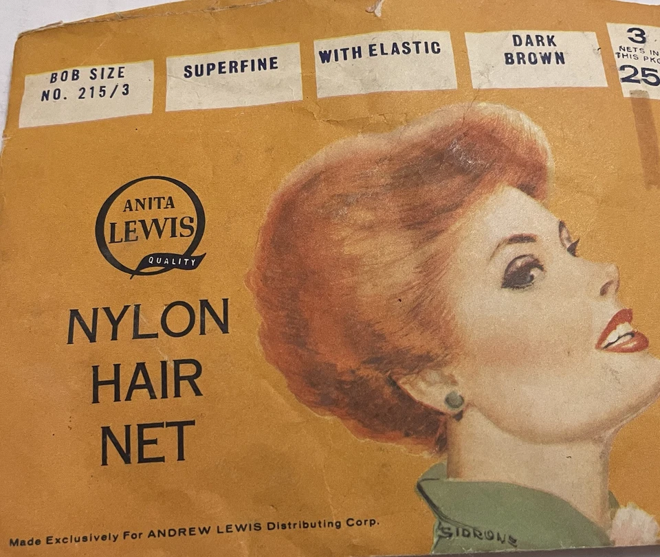 Vtg. Anita Lewis Nylon Hair Net Dk.Brown Bob Size Superfine No.215/3,AC - Image 1 of 4