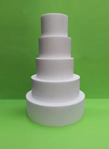 Torte 5-stöckig Ø 35/30/25/20/15 x 20 cm Styropor Dummy Tortenboden Basis Podest - Foto 1 di 12