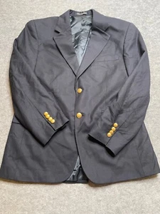 Men's Savile Row Navy Blue Gold 2-Button Wool Blazer Jacket Sport Coat Sz 38 - Picture 1 of 13