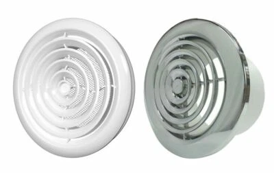Internal Ventilation Grille Round CHROME or WHITE Duct Extractor fan 4", 5", 6" - Image 1 of 2