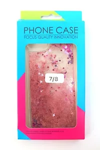 PINK #2 Glitter Waterfall w/ Stars Cell Phone Case for Samsung Galaxy 7 & 8 - Picture 1 of 2