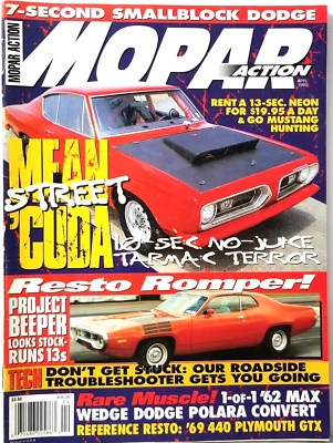 MOPAR ACTION Magazine Mean Street Cuda - April 1995 Some Cover Wear - Image 1 of 2