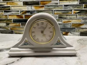 Laura Ashley Quartz Parfums Porcelain Ivory Flower Gold Trim Shelf Mantle Clock - Picture 1 of 11