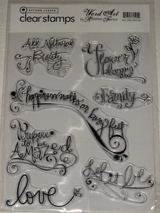AUTUMN LEAVES CLEAR STAMPS "WORD ART" HAPPINESS WALKS ON BUSY FEET, FAMILY, LOVE - Picture 1 of 1