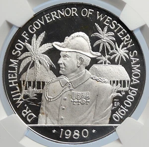 1980 SAMOA UK British WILHELM SOLF Old Proof Silver $10 Tala Coin NGC i105742 - Picture 1 of 5