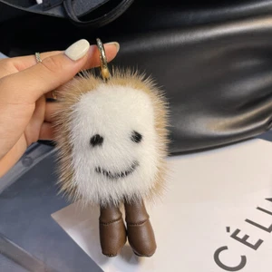 Bolso de llavero con dije bolso de teléfono bolso de piel tostado de piel de visón real regalo - Imagen 1 de 5