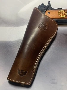 Leather Holster For 1911 Full Size, Browning Buckmark, Ruger Mark 3. LH. Fire - Picture 1 of 5