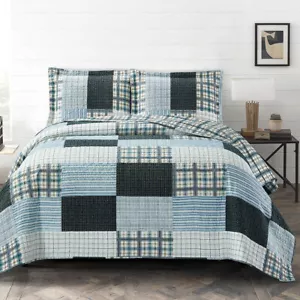 Luxus Modern Zoe Oversized Decke Set Mikrofaser Faltenfrei Patchwork Print - Bild 1 von 6
