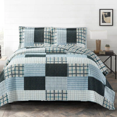 Luxury Modern Zoe Oversized Coverlet Set Microfiber Wrinkle Free Patchwork Print - Image 1 of 3