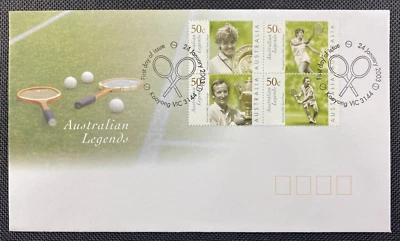 2003 Australian Legends Tennis Rod Laver & Margaret Court FDC First Day Cover — 第 1/2 张图片
