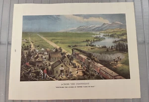 Currier Ives 1968 Buchdruck 9"x12" Quer durch den Kontinent Grenzzug - Bild 1 von 3
