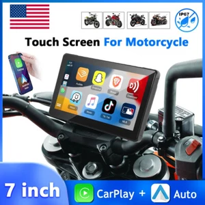 7" Motorcycle Screen GPS Wireless Carplay/Android Auto Waterproof Touch Screen - Picture 1 of 14